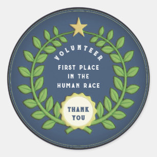 Adesivo Redondo Vinheta redonda clássica de valorização do voluntá