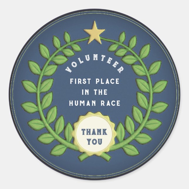 Adesivo Redondo Vinheta redonda clássica de valorização do voluntá (Frente)