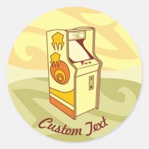 Adesivo Redondo Vinheta redonda clássica do console de jogo de fli