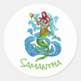 Adesivo Redondo Vinheta redonda clássica do guerreiro de Mermaid P