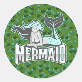 Adesivo Redondo Vinheta redonda clássica do guerreiro de Mermaid P