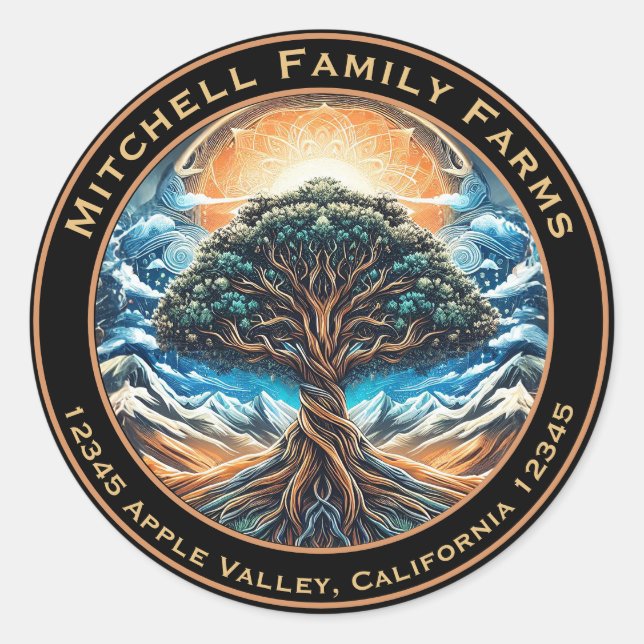 Adesivo Redondo Vinheta redonda clássica do logotipo comercial da  (Frente)