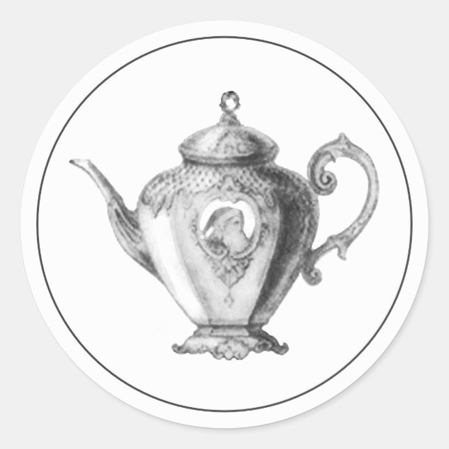 Adesivo Redondo Vinheta redonda clássica do Natal Holiday Tea Part (Frente)