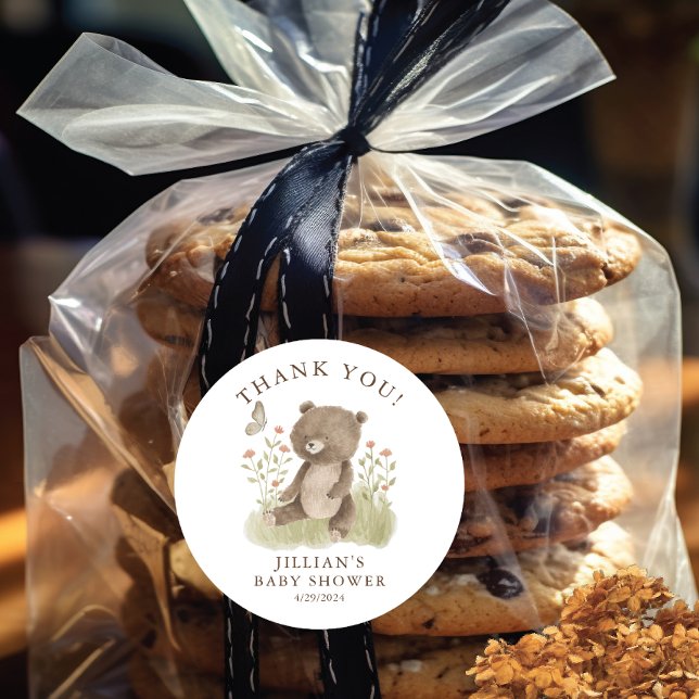 Adesivo Redondo Vinheta-redonda clássica do urso-maravilha Woodlan (Criador carregado)