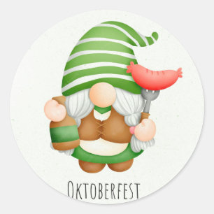 Adesivo Redondo Vinheta redonda clássica dos gnomos Octoberfest