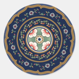 Adesivo Redondo Vinheta redonda clássica dos Padrões Mah Jongg