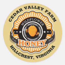 Adesivo Redondo Vinheta redonda clássica Dourada de mel com broca 