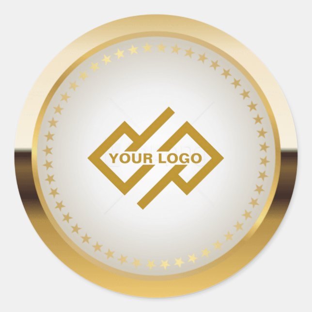 Adesivo Redondo Vinheta redonda clássica Dourada metálica (Frente)