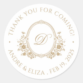Adesivo Redondo Vinheta redonda clássica Elegante de Monograma Dou