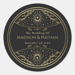 Adesivo Redondo Vinheta redonda clássica Elegante Tarot Wedding D