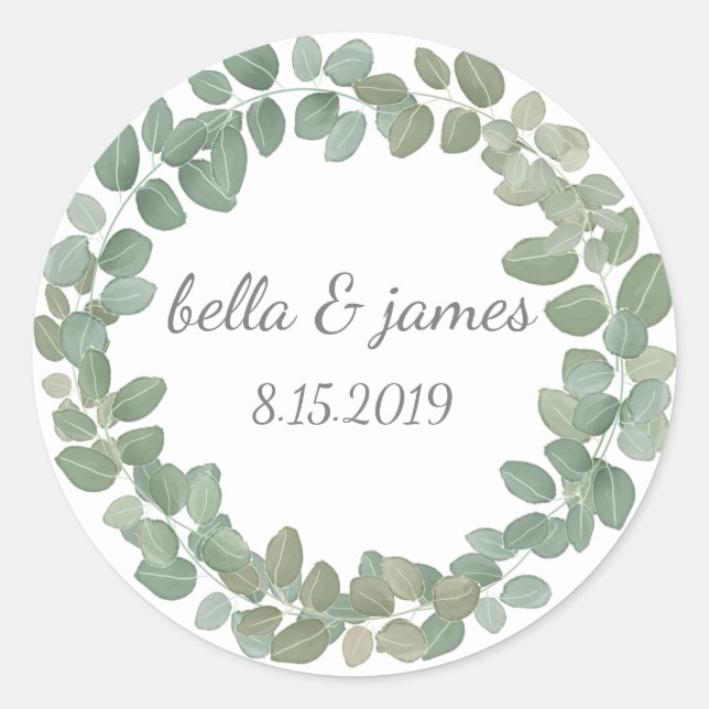 Adesivo Redondo Vinheta redonda clássica Eucalyptus Wreath (Frente)