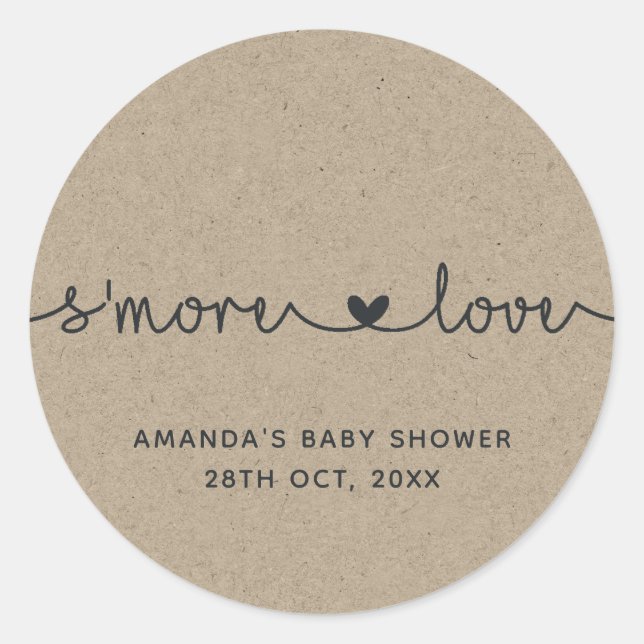 Adesivo Redondo Vinheta redonda clássica Faux Kraft S'more Love (Frente)