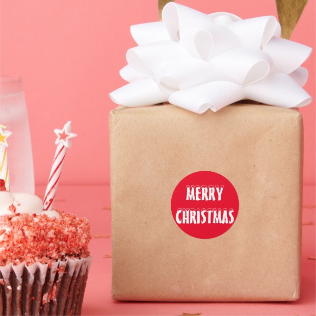 Adesivo Redondo Vinheta redonda clássica feliz de Natal (Festa)