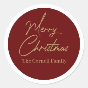 Adesivo Redondo Vinheta redonda clássica feliz de Natal