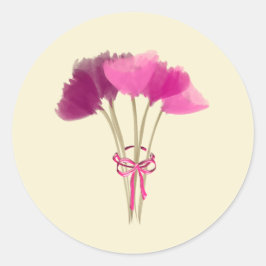 Adesivo Redondo Vinheta redonda clássica Flores de Pênia Rosa-Rosa