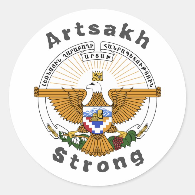 Adesivo Redondo Vinheta redonda clássica forte de Artsakh (Frente)