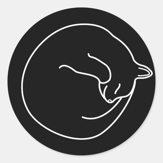 Adesivo Redondo Vinheta redonda clássica Gato preto dormente (Frente)