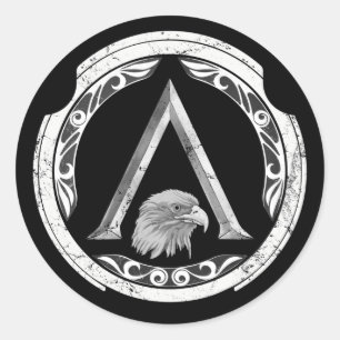 Adesivo Redondo Vinheta redonda clássica Grelha-espartana-esparta