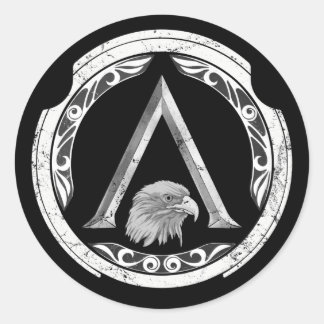 Adesivo Redondo Vinheta redonda clássica Grelha-espartana-espartan