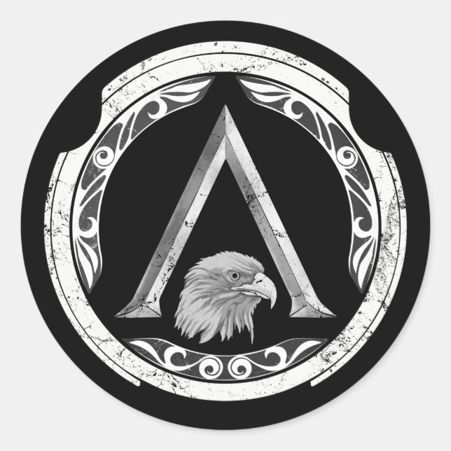 Adesivo Redondo Vinheta redonda clássica Grelha-espartana-espartan (Frente)