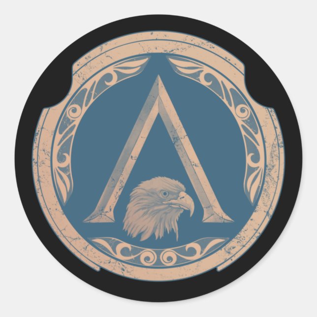 Adesivo Redondo Vinheta redonda clássica Grelha-espartana-espartan (Frente)