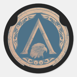 Adesivo Redondo Vinheta redonda clássica Grelha-espartana-espartan