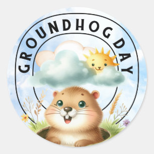 Adesivo Redondo Vinheta redonda clássica Groundhog - Terra de cele