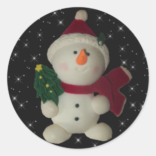 Adesivo Redondo Vinheta redonda clássica Holiday Snowman