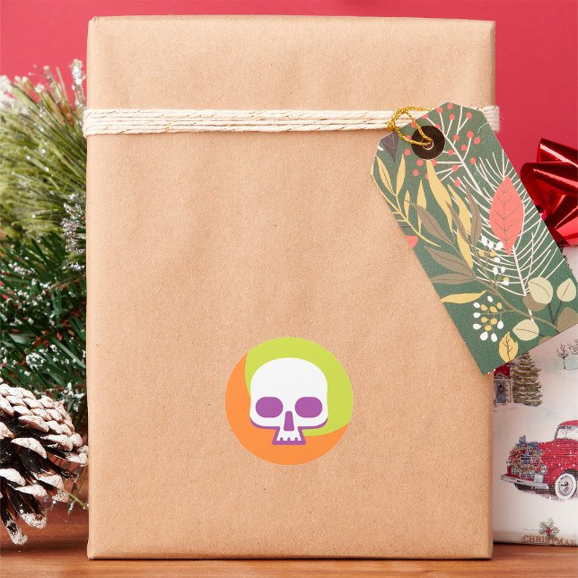 Adesivo Redondo Vinheta redonda clássica laranja-laranja branco Íc (Criador carregado)