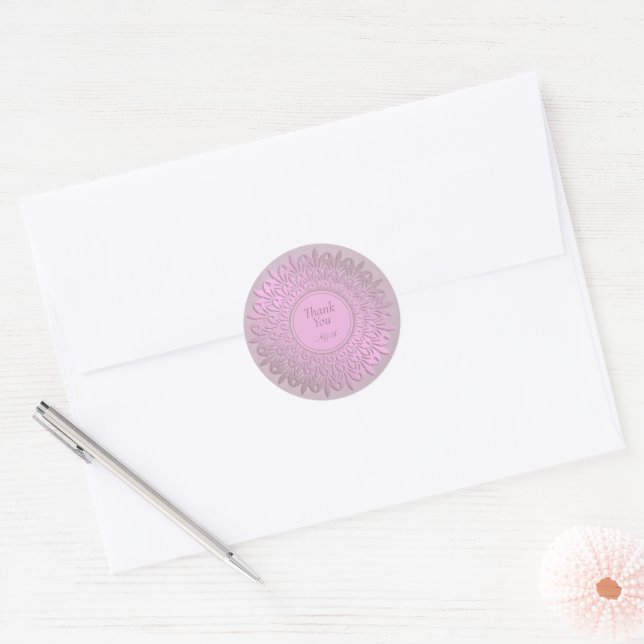 Adesivo Redondo Vinheta redonda clássica Mandala com gradiente étn (Envelope)