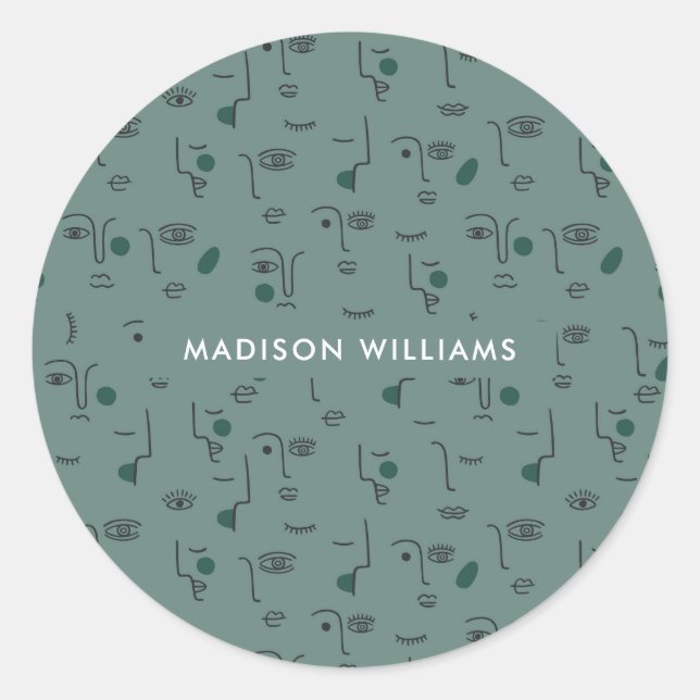 Adesivo Redondo vinheta redonda clássica monograma (Frente)