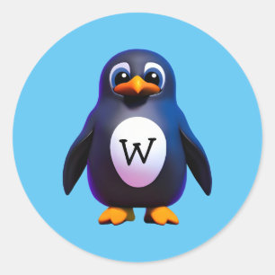 Adesivo Redondo Vinheta redonda clássica Monograma Penguin