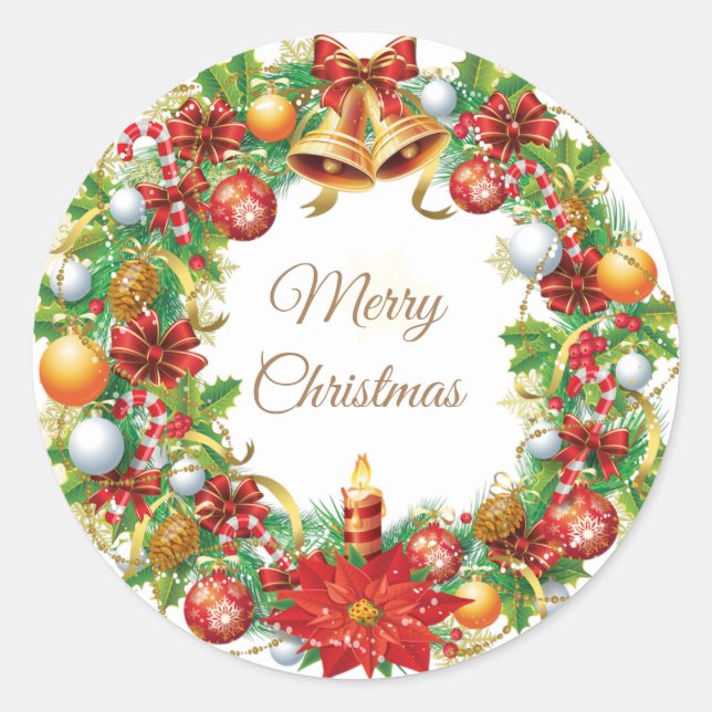 Adesivo Redondo Vinheta redonda clássica Natal (Frente)