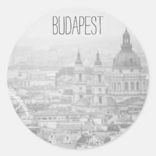 Adesivo Redondo Vinheta redonda clássica paisagem BnW Budapest
