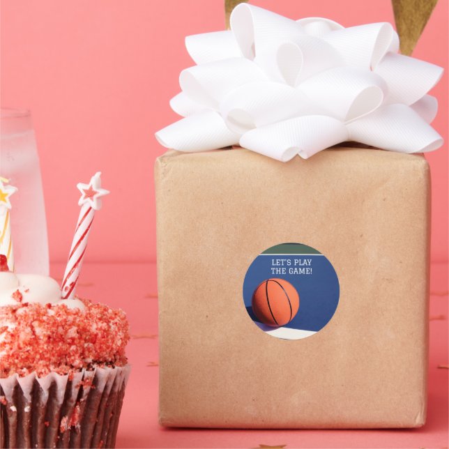 Adesivo Redondo Vinheta redonda clássica para esporte de basquete (Festa)