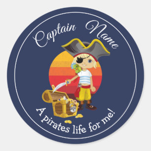 Adesivo Redondo Vinheta redonda clássica pirata do partido Boy