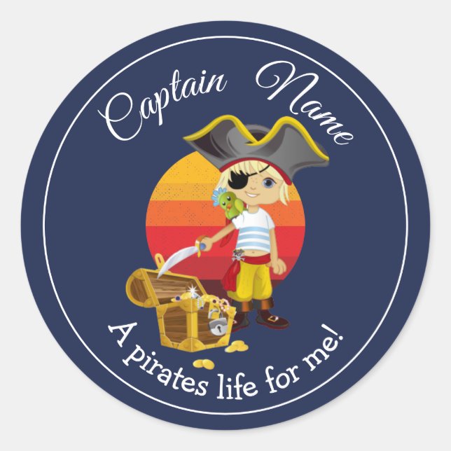 Adesivo Redondo Vinheta redonda clássica pirata do partido Boy (Frente)