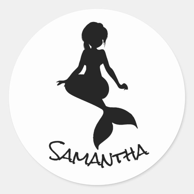 Adesivo Redondo Vinheta redonda clássica preta de festa da Sereia (Frente)