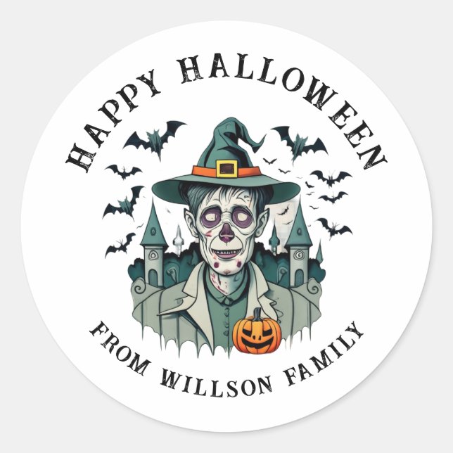 Adesivo Redondo Vinheta redonda clássica Spooky Halloween (Frente)