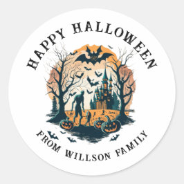 Adesivo Redondo Vinheta redonda clássica Spooky Halloween