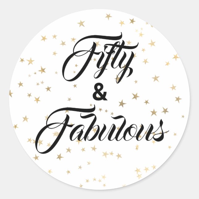 Adesivo Redondo Vinheta redonda clássica Stars 50 e Dourada fabulo (Frente)