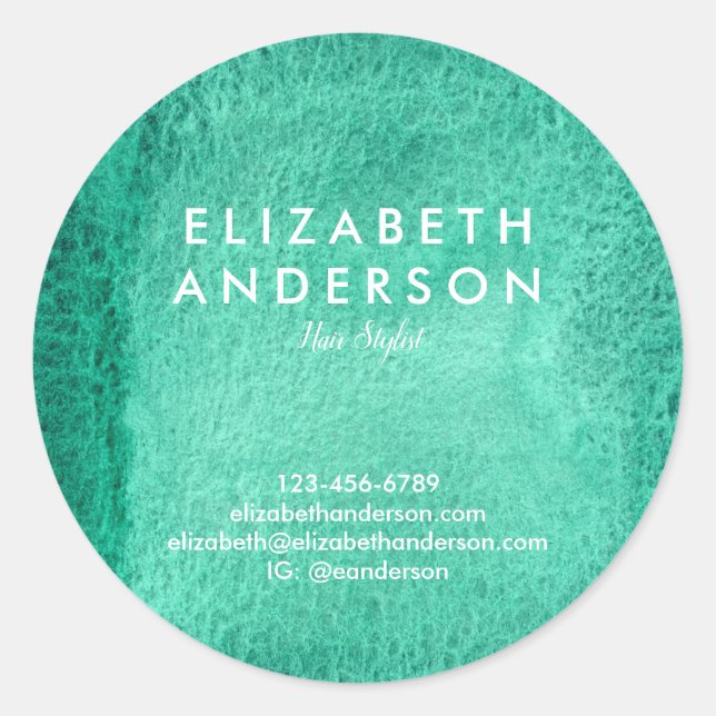 Adesivo Redondo Vinheta redonda clássica verde-aquosa (Frente)