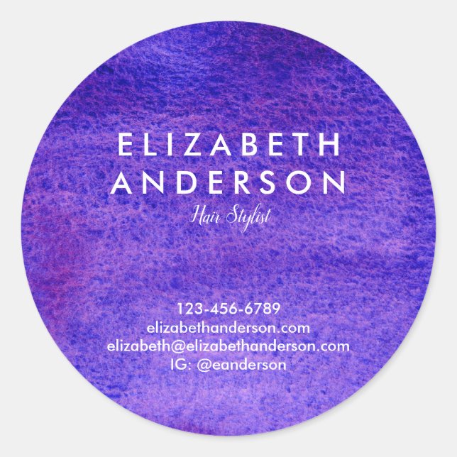 Adesivo Redondo Vinheta redonda clássica violeta de aquarela (Frente)