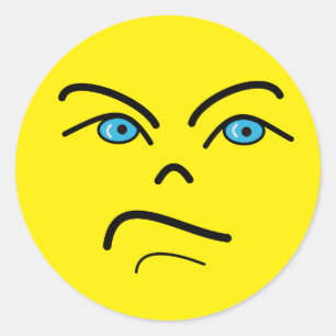 Adesivo Redondo Vinheta redonda com face irritada