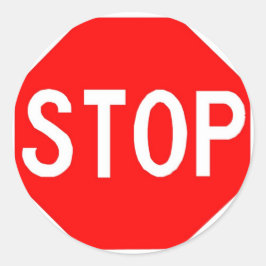 Adesivo Redondo Vinheta redonda com sinal de parada.