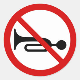 Adesivo Redondo Vinheta redonda com sinal proibido de chifre.