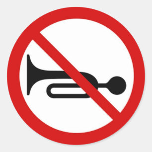 Adesivo Redondo Vinheta redonda com sinal proibido de chifre.