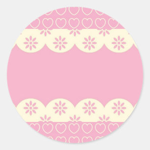 Adesivo Redondo Vinheta redonda cor-de-rosa