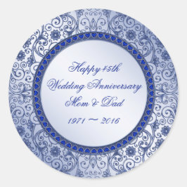 Adesivo Redondo Vinheta redonda de aniversário de casamento do 45º