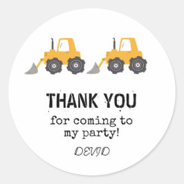 Adesivo Redondo Vinheta redonda de aniversário do caminhão de cons